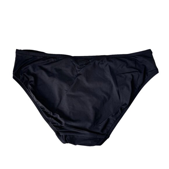 NWT Badgley Mischka Bikini Bottom SZ. 8 Black Ruching Solid Low Rise Minimalist - Picture 5 of 12